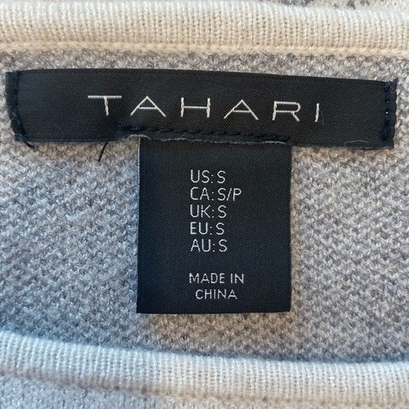 Tahari Mock Neck Window Pane Sweater Small Gray - Picture 8 of 10